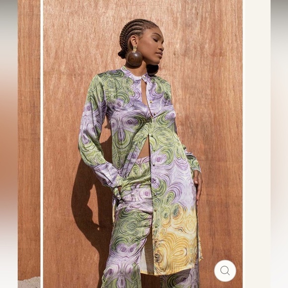 Andrea Iyamah Akacia Tunic in Woodgrain Print - Picture 2 of 16